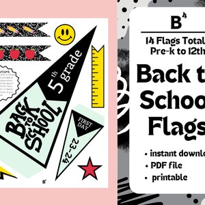 Back to School Flag, Back to School Pennant, First Day of School Flag, First Day of School Sign, First Day of School Pennant, Photo Prop