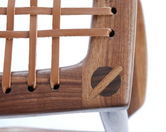 Sgabello da bar in pelle ispirato a Sam Maloof / Mobili di lusso fatti a mano / mobili su misura / mobili in legno/