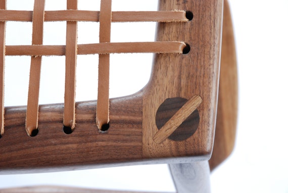 Leather Laced Bar Stool Inspired by Sam Maloof Handcrafted