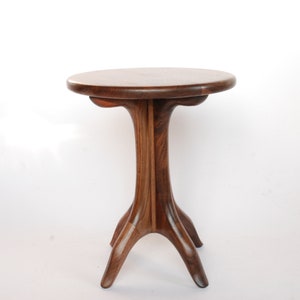 Small pedestal table Maloof stile / handmade black walnut