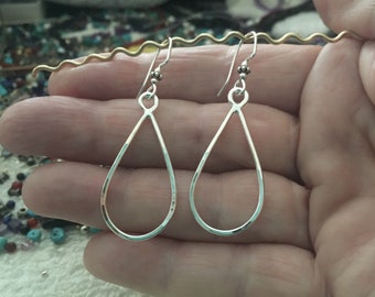 Teardrop sterling silver earrings, medium size