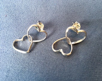 Sterling silver double heart post earrings