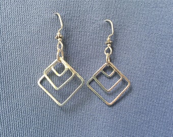 Sterling square 3 in 1 earrings