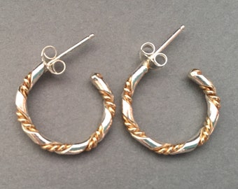 Twist post hoop earrings sterling silver and 14k goldfilled.