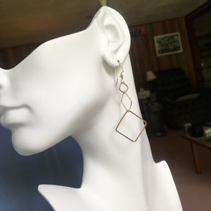 Long mixed metal square earrings