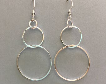 Sterling silver dangly 3 circle earrings