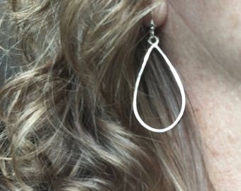 Large teardrop earrings sterling silver