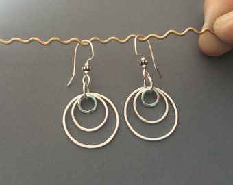 Handmade sterling silver circle earrings