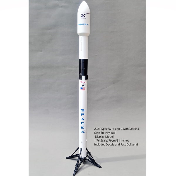 2023 SpaceX Falcon 9 with Starlink Satellite Payload - Display Model - 1:76 Scale, 79cm/31 inches - Includes Decals and Fast Delivery!