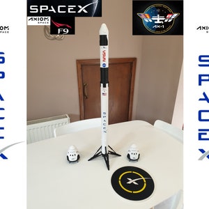 SpaceX Falcon 9 with Axiom-1 Crew Dragon Capsule - 1:76 scale 84cm/33inch tall  Fast delivery! Best price on Etsy!
