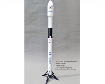2023 SpaceX Falcon 9 mit Starlink Satelliten Nutzlast - Display Modell - Maßstab 1:76, 79cm/31 Zoll - Inklusive Decals und schnelle Lieferung!