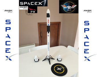 SpaceX Falcon 9 with Axiom-1 Crew Dragon Capsule - 1:76 scale 84cm/33inch tall  Fast delivery! Best price on Etsy!