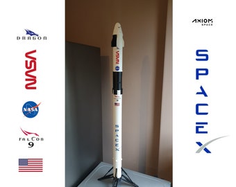 SpaceX Falcon 9 block 5 with Axiom Crew Dragon Capsule - 1:76 scale 84cm/33inch tall Best quality for best price!