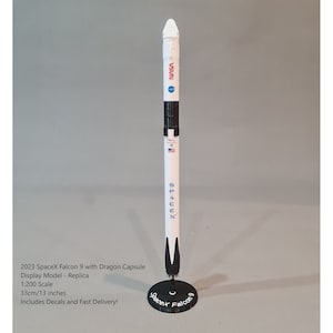 2023 SpaceX Falcon 9 with Dragon Capsule - Display Model - 1:200 Scale, 33cm/13 inches - Includes Decals and Fast Delivery!