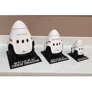 SpaceX Crew Dragon Capsule avec support - modèle - réplique - Vendeur France - Livraison rapide!  4 - 6 - 8 pouces