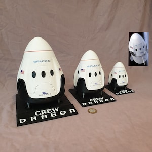 SpaceX Crew Dragon Capsule avec support - modèle - réplique - Vendeur France - Livraison rapide!  4 - 6 - 8 pouces