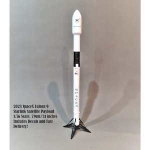 2023 SpaceX Falcon 9 with Starlink Satellite Payload - Display Model - 1:76 Scale, 79cm/31 inches - Includes Decals and Fast Delivery!