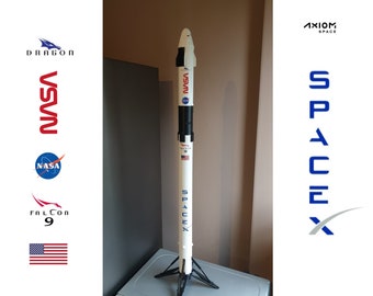 SpaceX Falcon 9 block 5 with Dragon Capsule - 1:76 scale 84cm/33inch tall Best quality for best price!