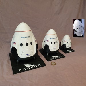 Capsule SpaceX Crew Dragon avec support - Maquette - Réplique - Vendeur britannique - Livraison rapide !  4 - 6 - 8 pouces