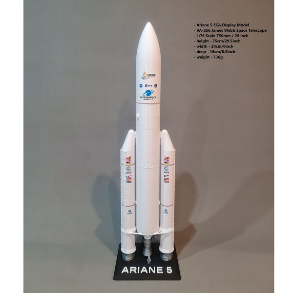 Ariane 5 ECA Display Model with stand - VA-256 James Webb Space Telescope - 1:76 Scale 750mm/29 inch