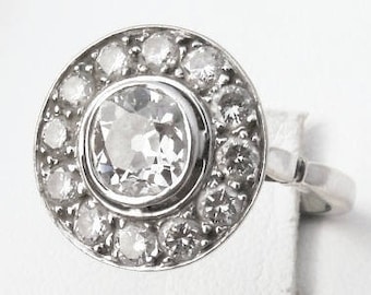 Vintage Antique French Art Deco 18K Gold Diamond Ring 1.50 CT