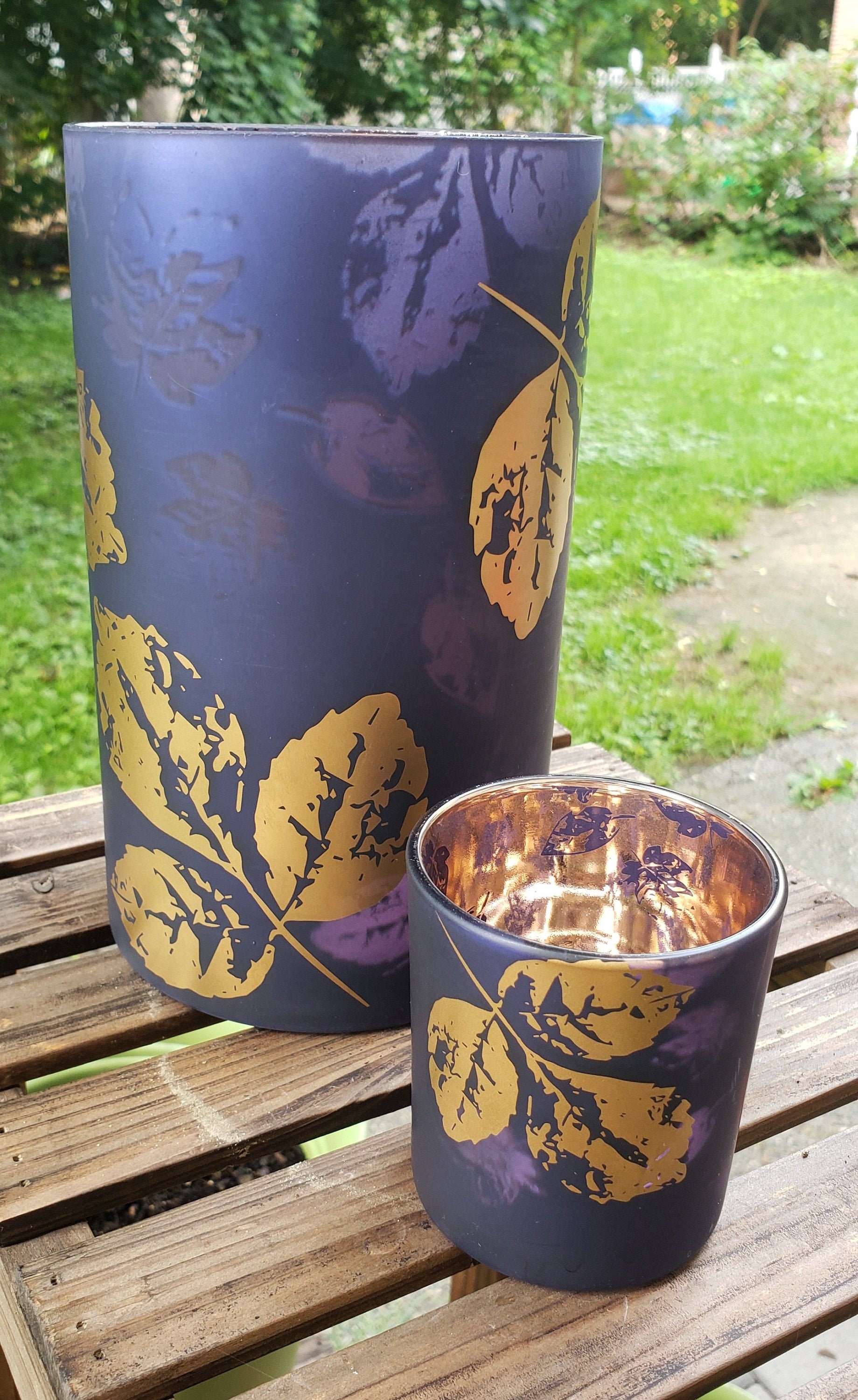 RARE Yankee Candle Leaf Candle Jar and Tealight Holder Set Etsy