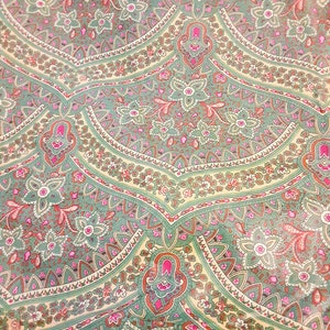 Brunschwig Fils Calif Print Fabric Greens, Yellows and Pinks Rayon Hand Print
