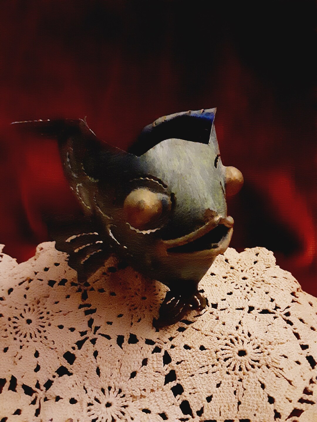 Vintage Metal Fish Candle Holder Tea Light Votive Ugly Unusual Beach