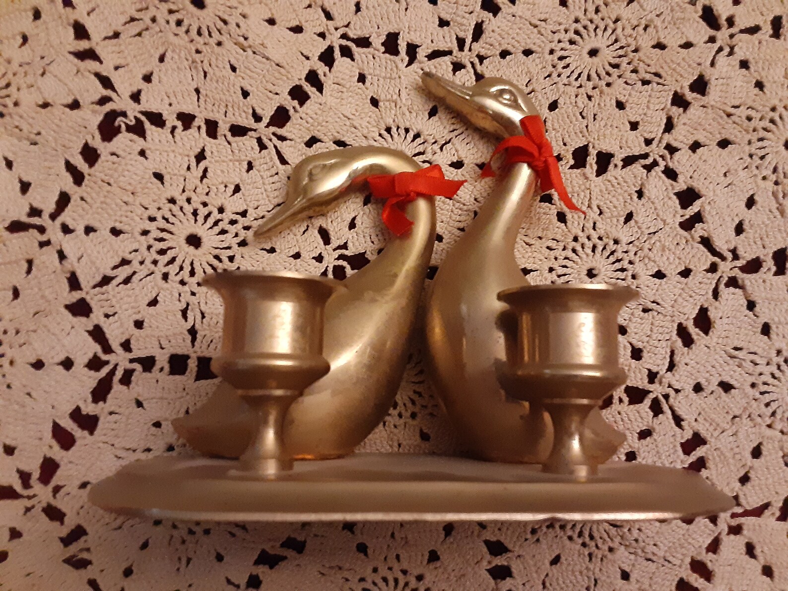 Vintage Christmas Brass Ducks Goose Geese Candle Holder Home Etsy