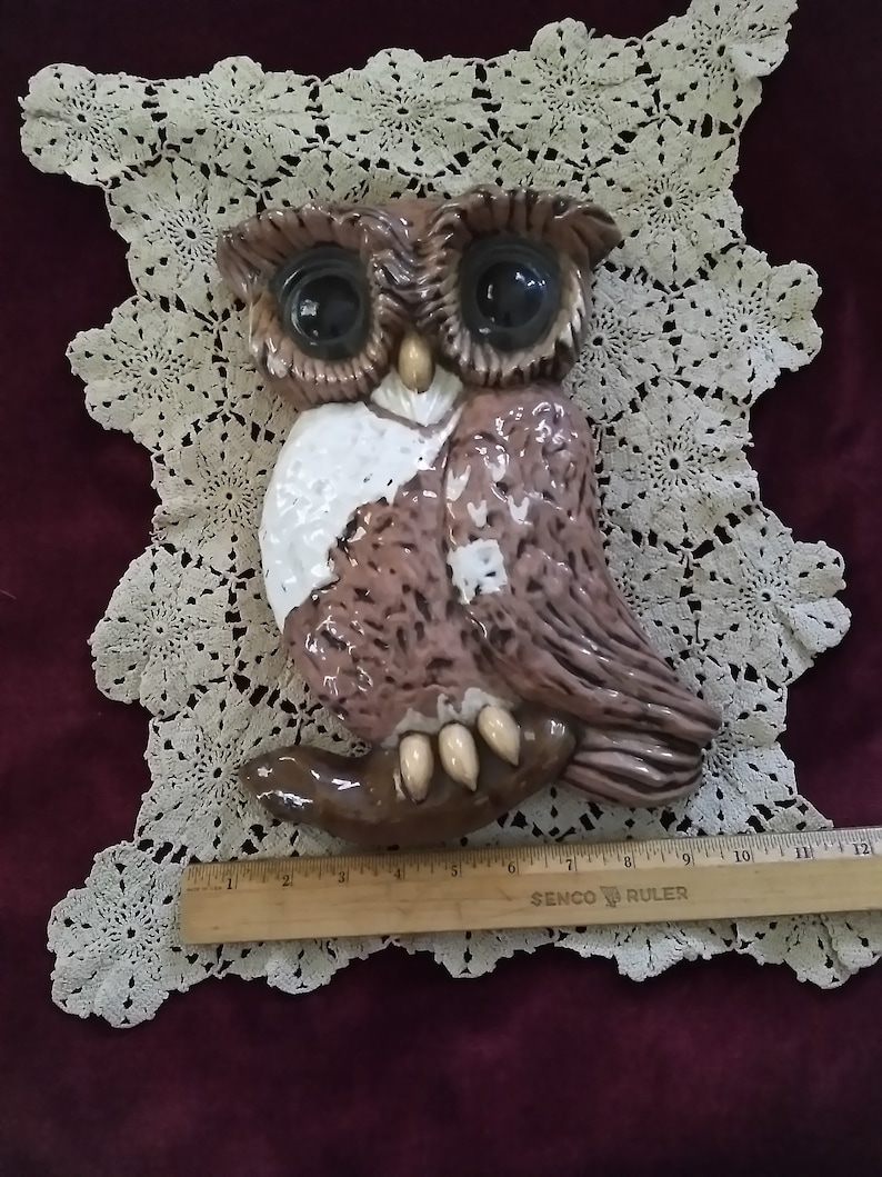 Vintage Ceramic Owl Arnels Handmade Large Wall Hanging Kitchy Etsy