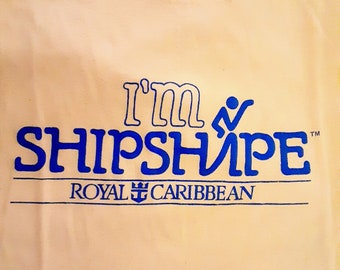 Vintage Royal Caribbean I'm Shipe Shape Unisex T Shirt Crew Neck Short Sleeve Cruise Vacation Single Stitch Yellow Screen Stars USA