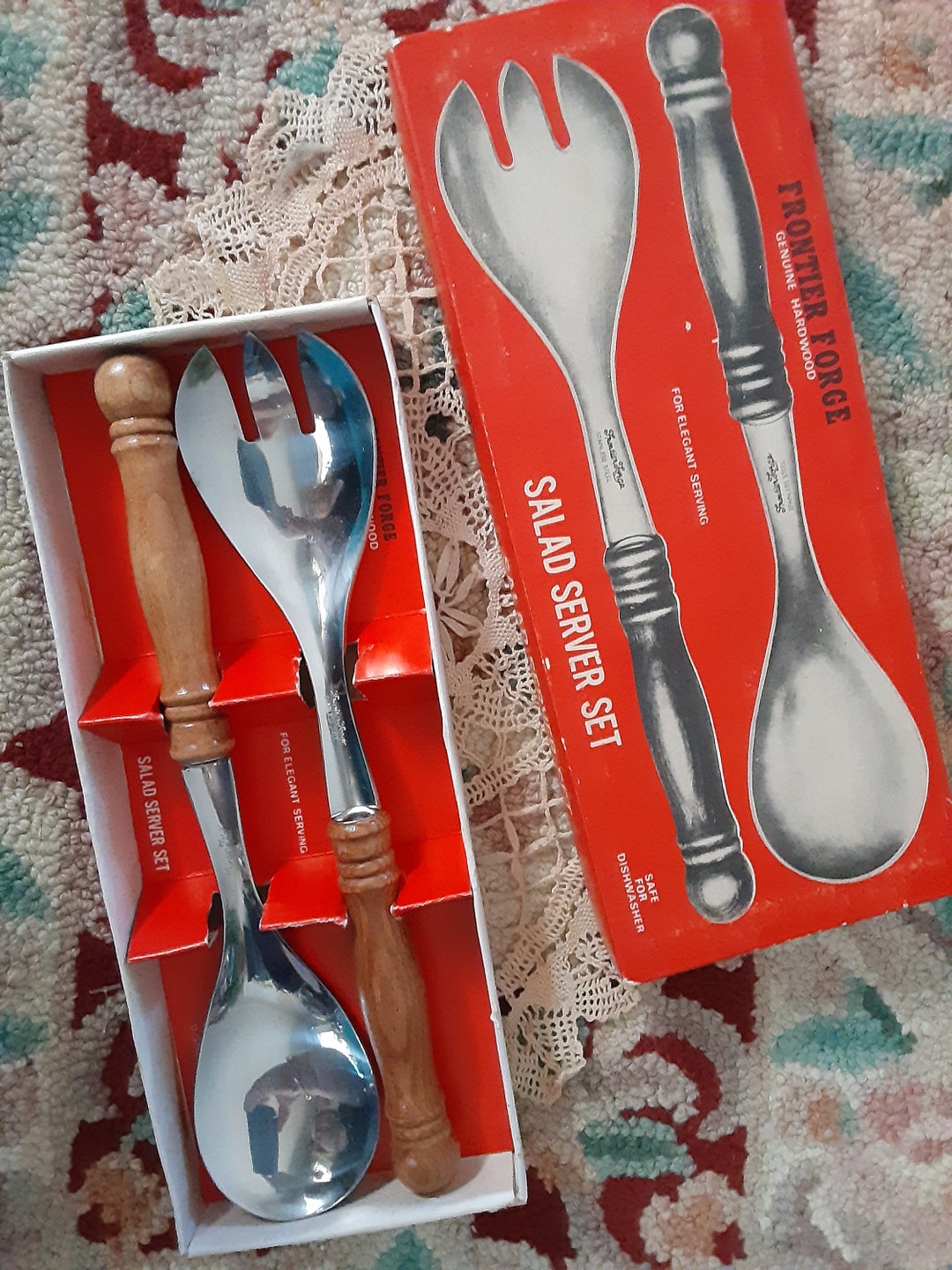 Vintage Frontier Salad Server Set New Holiday Table Etsy