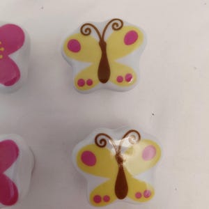 Ceramic Drawer Pulls Knobs Whimsical Flower Butterfly Project Home Improvement Pink Purple Green Yellow image 5