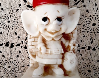 Vintage Christmas Mouse Statue Russ and Wallace Berrie 1969 Santa Plastic