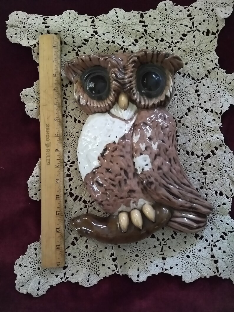 Vintage Ceramic Owl Arnels Handmade Large Wall Hanging Kitchy Etsy