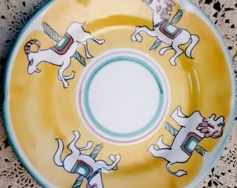 Vintage Vietri Argilla Yellow Carousel Salad Plate Hand Painted Italy Replacement