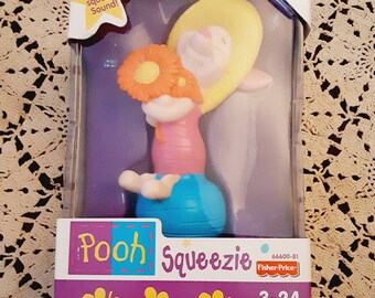 Vintage Winnie The Pooh Piglet Squeezie Squeaker Fisher Price Mattel New Old Stock 1990s Sealed