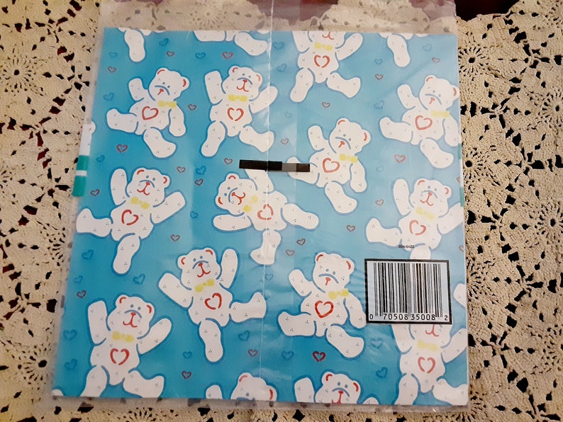 Vintage Bear Teddy Bear Gift Wrap Baby Shower New Old Stock