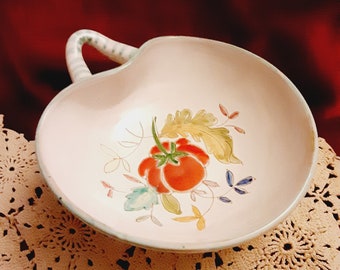 Vintage Italy Redware Bowl Tomato Decorative Wall Hanging Home Decor Trinket Dish Kitchen Sponge Holder Spoon
