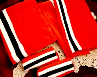 Vintage Utica Fine Arts Towel Hand Towel Wash Cloth Set JP Stevens Set Dead Stock Tommy Hilfiger Red Stripe