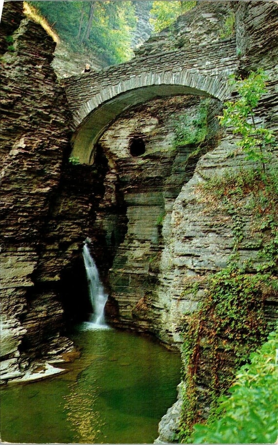 Watkins Glen New York Sentry Bridge & Cascade at Entrance to Etsy