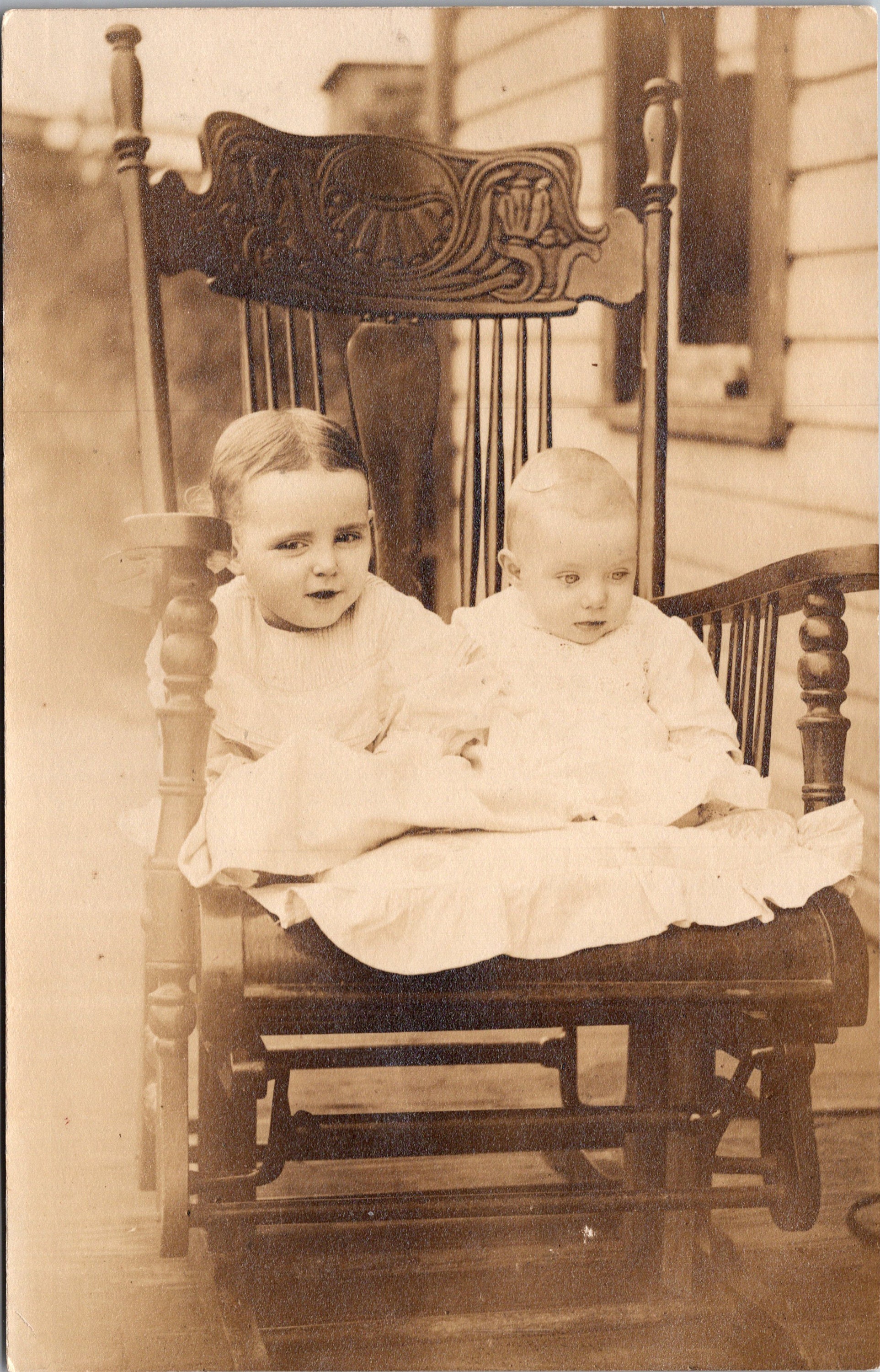 Child In Rocking Chair RPPC Two Young Children in Rocking Chair 1908-24 Era Real Photo ...