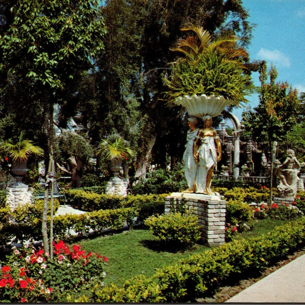 Clearwater Florida FL Kapok Tree Inn East Garden Three Graces Statue Postcard