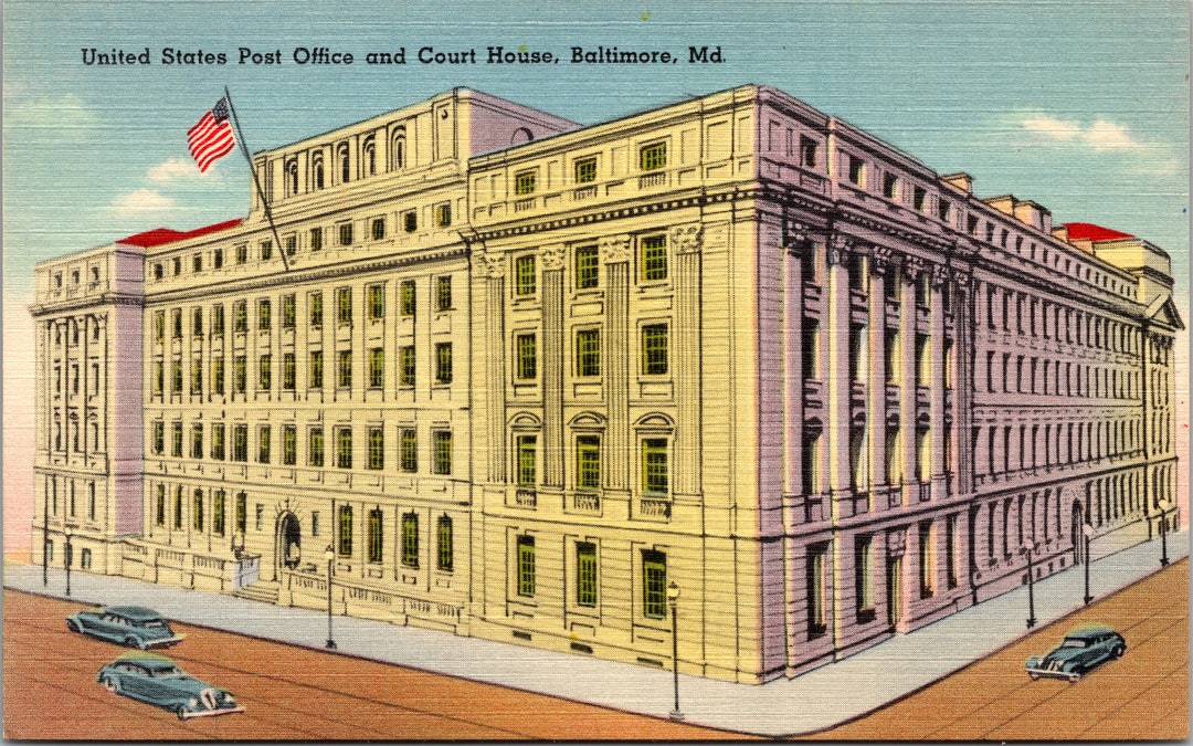 Baltimore Maryland Post Office & Court House Linen Vintage Etsy