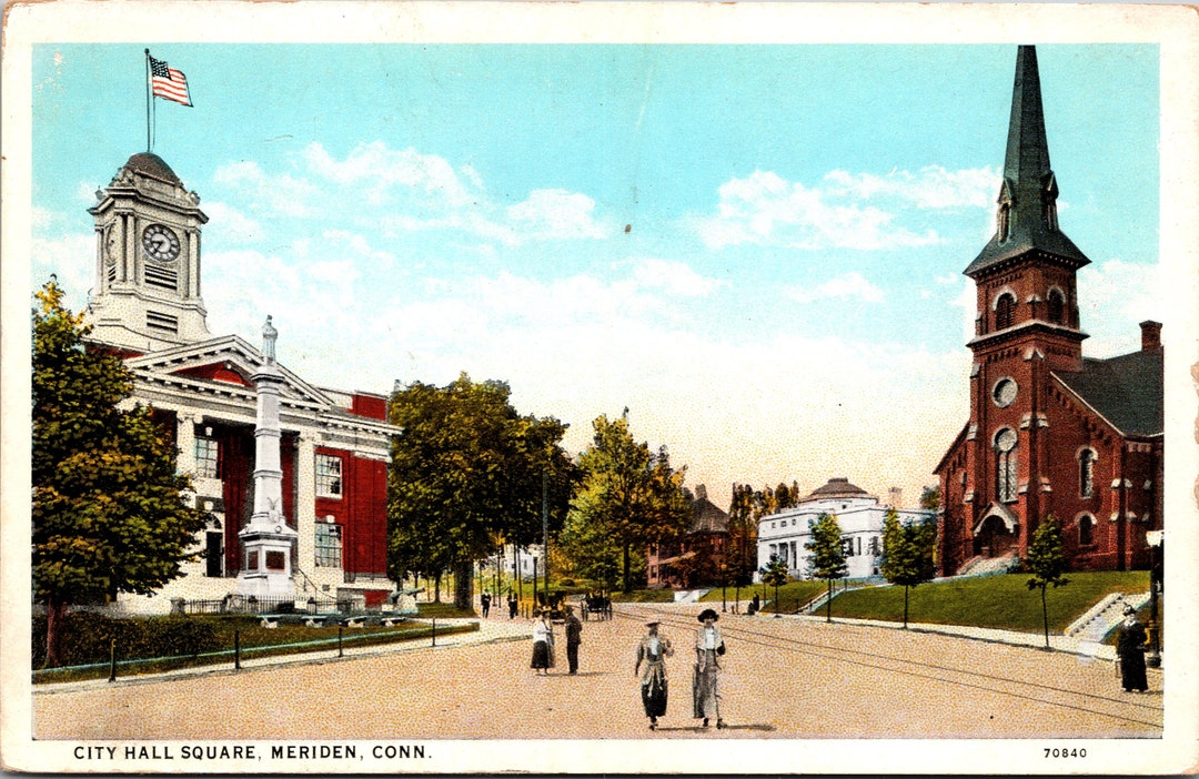 Meriden Connecticut CT City Hall Square Vintage Postcard Etsy