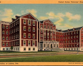 Dallas Texas TX US Veterans Hospital Linen Vintage Postcard