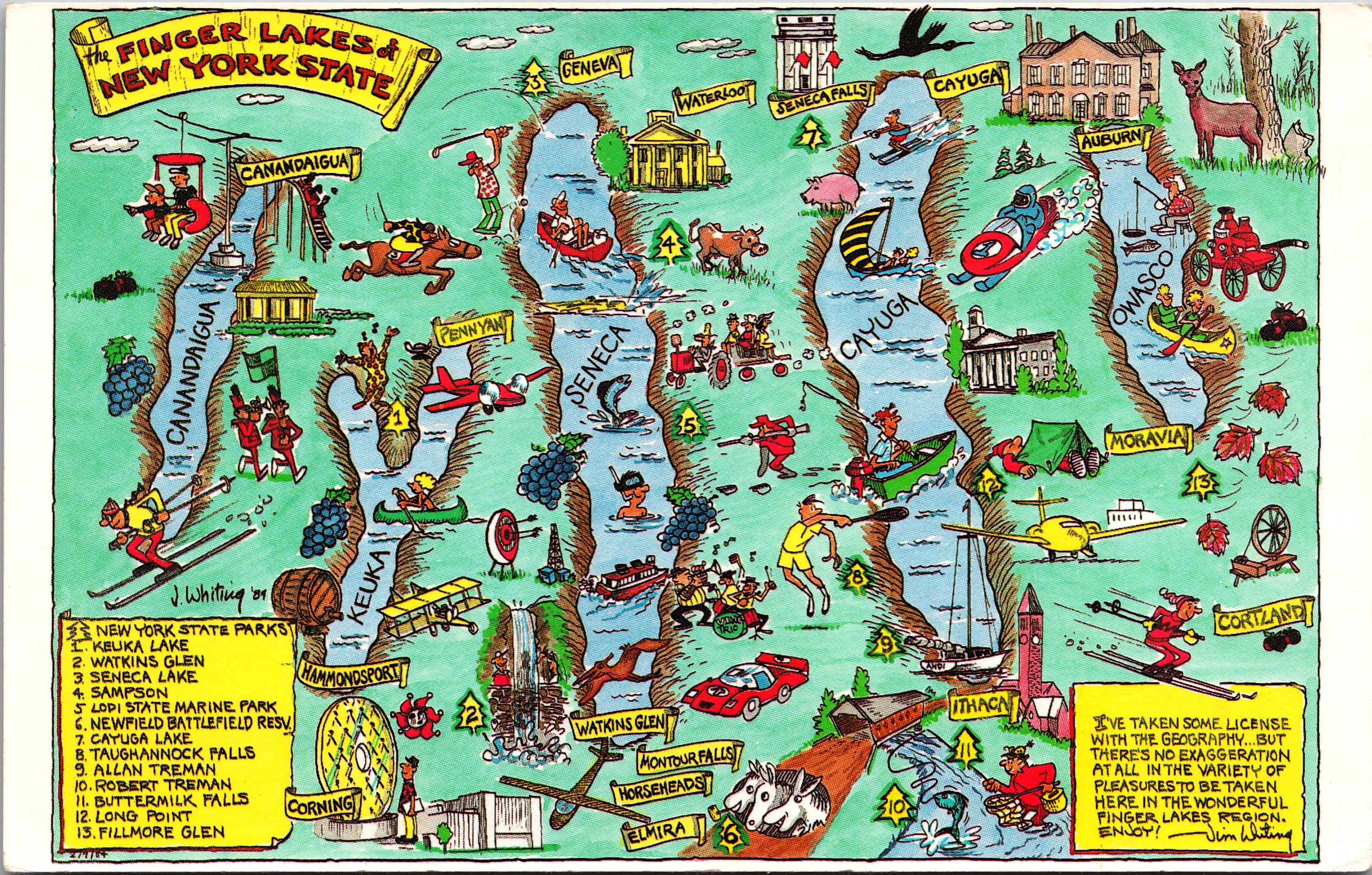 Finger Lakes Region New York NY Map & Points of Interest - Etsy