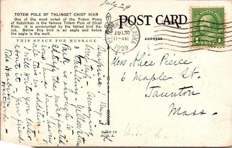 Ketchikan Alaska AK Totem Pole of Thlinget Chief Kian Postcard - Etsy