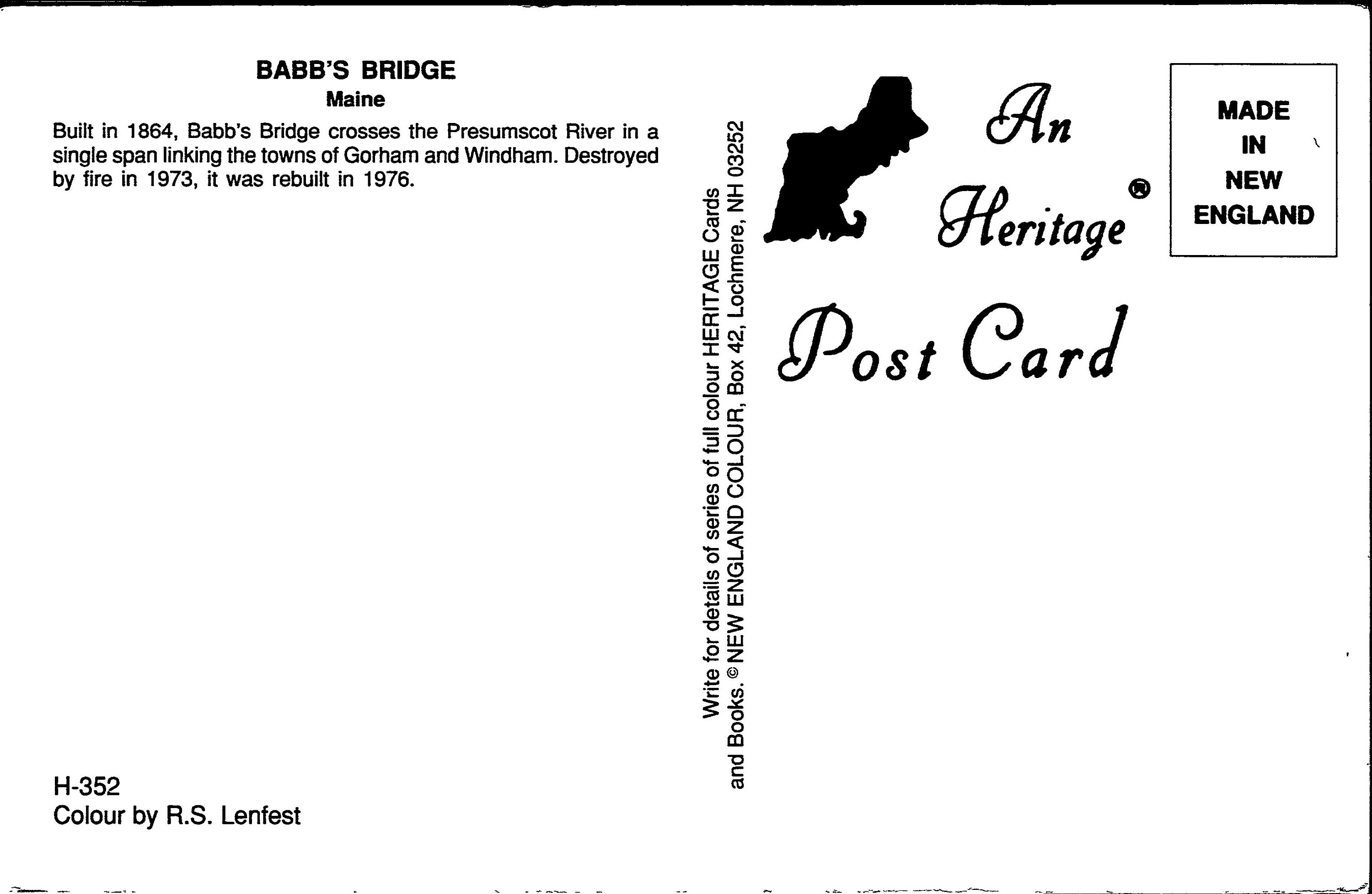 Gorham Maine Babbs Bridge Presumscot River Postcard Etsy