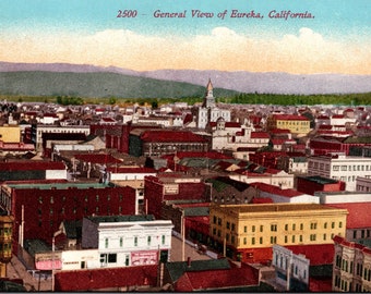 Eureka California CA Panoramic View Vintage Postcard